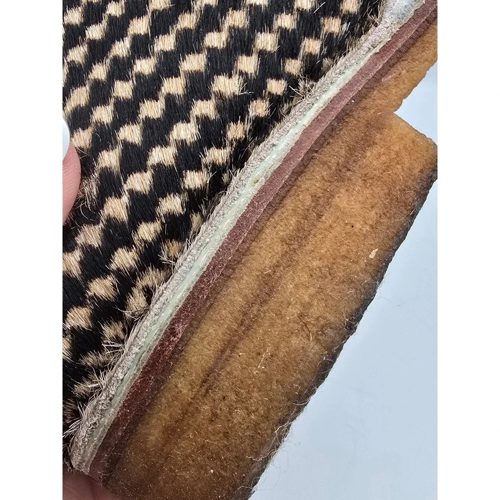 Handcrafted Houndstooth Pony Hair Desert Boots Mens Black Tan Crepe Sole YMC